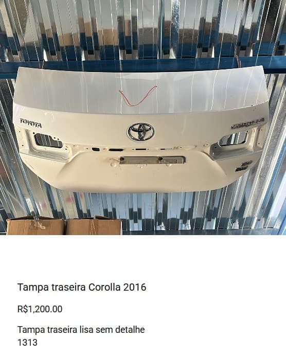 Tampa traseira Corolla 2016