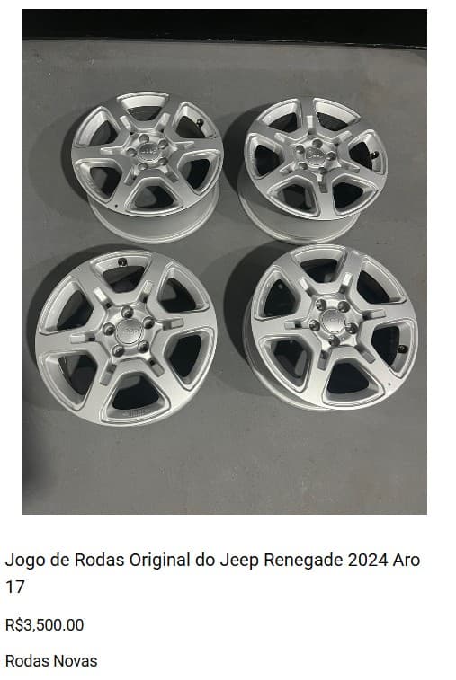 Jogo de Rodas Original do Jeep Renegade 2024 Aro 17