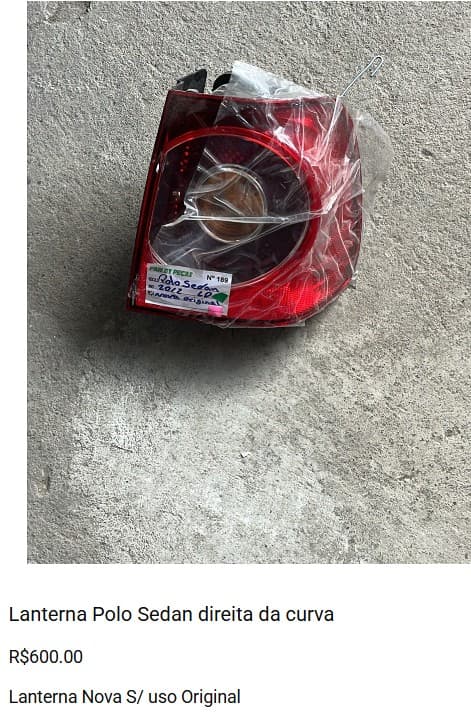 Lanterna Polo Sedan direita da curva